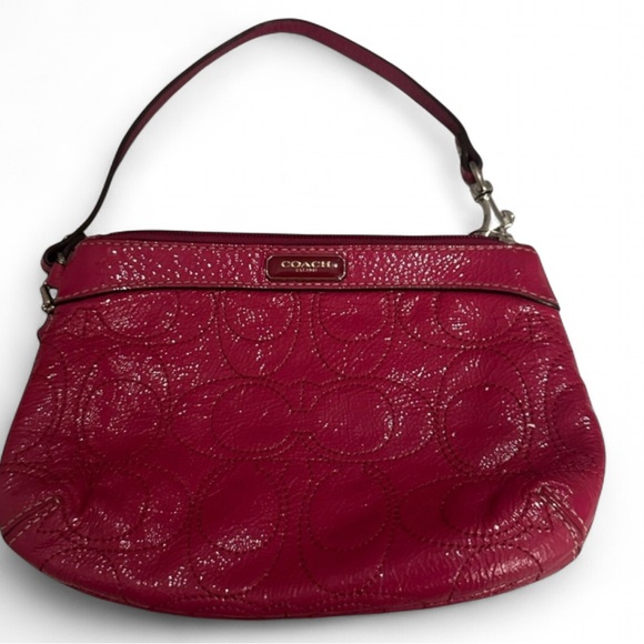 Coach Signature Embossed Patent Leather Wristlet Wallet - Picture 1 of 4